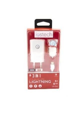 SET CARICA CELLULARE DA VIAGGIO 3 IN 1 LIGHTNING LOSTECH ls-z14