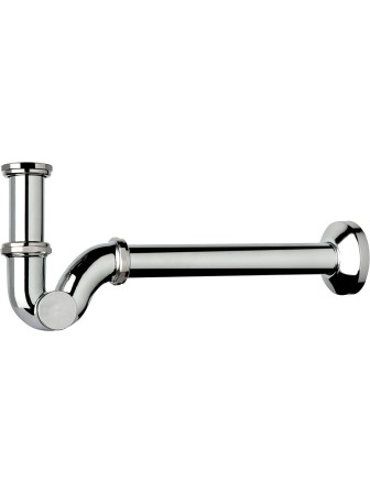 SIFONE A BOTTIGLIA PER LAVABO IN OTTONE CROMATO SENZA PILETTA 1-1/4" TUBO 25 cm