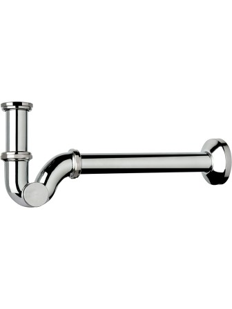 SIFONE A BOTTIGLIA PER LAVABO IN OTTONE CROMATO SENZA PILETTA 1" TUBO 25 cm