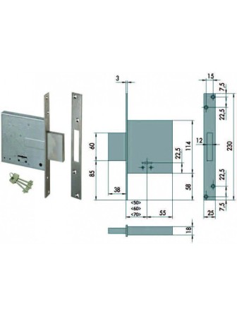 SERRATURA CISA INFILARE FERRO 57010-70