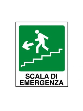 CARTELLO ALLUMINIO 250X310 SCALA DI EMERGENZA A SINISTRA