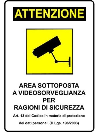 CARTELLO AREA VIDEOSORVEGLIATA cm 20x30