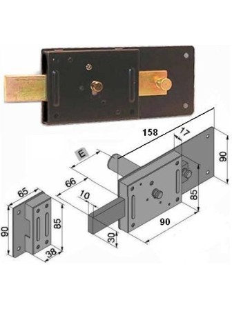 SERRATURA 50mm CILINDRO FISSO FERROGLETTO WELKA cod. 012,50,50,1