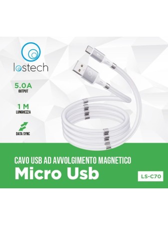 LOSTECH LS-C70 CAVO MICRO USB AD AVVOLGIMENTO MAGNETICO 5A 100CM