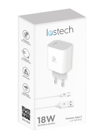 LOSTECH CARICATORE RAPIDO 18W CON CAVO TYPE-C 1M