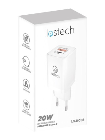 LOSTECH LS-NC08 CARICATORE RAPIDO 20W CON PRESE USB E TYPE-C